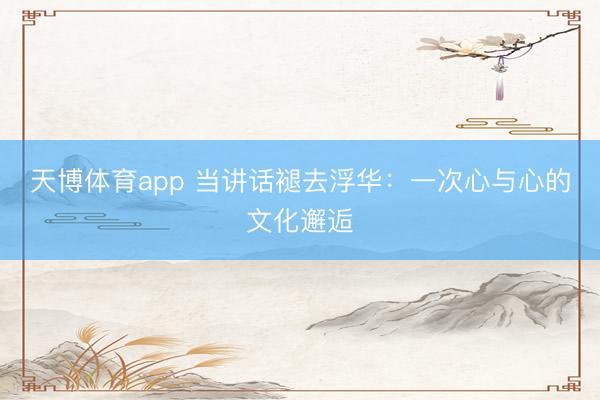 天博体育app 当讲话褪去浮华:一次心与心的文化邂逅