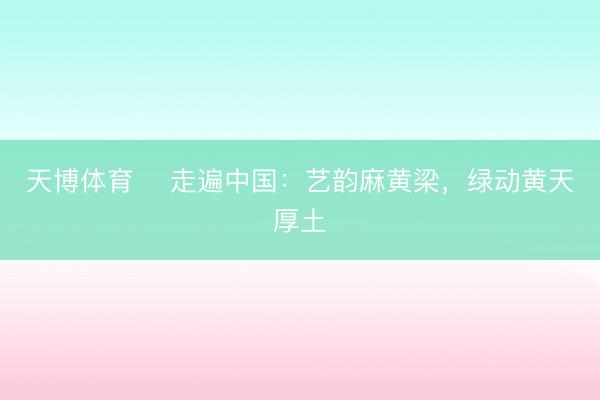 天博体育 走遍中国:艺韵麻黄梁,绿动黄天厚土