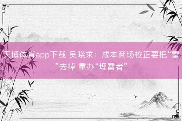 天博体育app下载 吴晓求：成本商场校正要把“雷”去掉 重办“埋雷者”