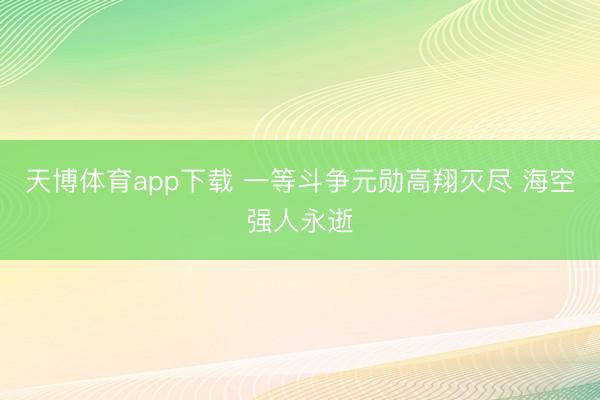 天博体育app下载 一等斗争元勋高翔灭尽 海空强人永逝