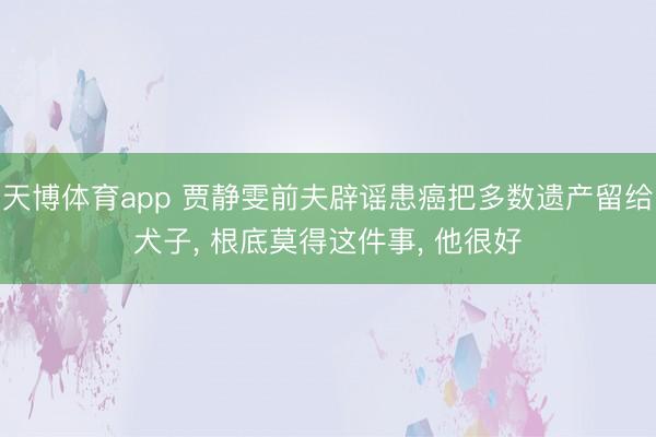 天博体育app 贾静雯前夫辟谣患癌把多数遗产留给犬子， 根底莫得这件事， 他很好