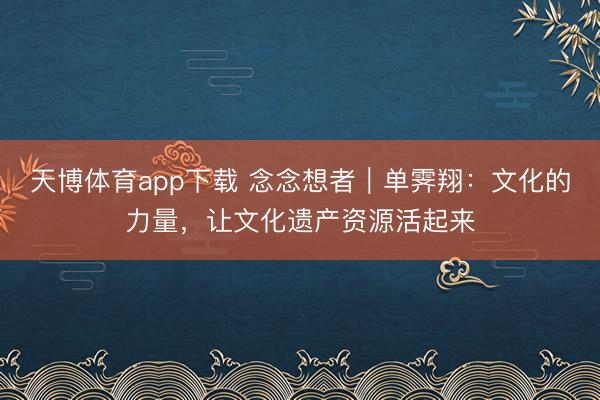 天博体育app下载 念念想者|单霁翔:文化的力量,让文化遗产资源活起来