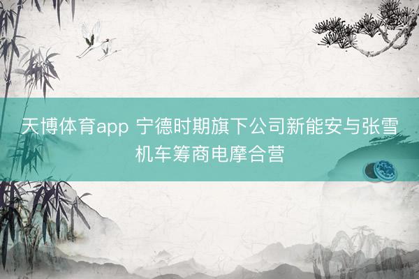 天博体育app 宁德时期旗下公司新能安与张雪机车筹商电摩合营