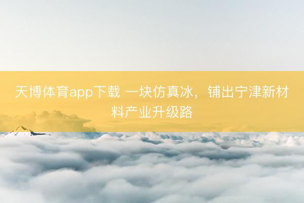 天博体育app下载 一块仿真冰,铺出宁津新材料产业升级路