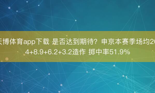 天博体育app下载 是否达到期待？申京本赛季场均20.4+8.9+6.2+3.2造作 掷中率51.9%