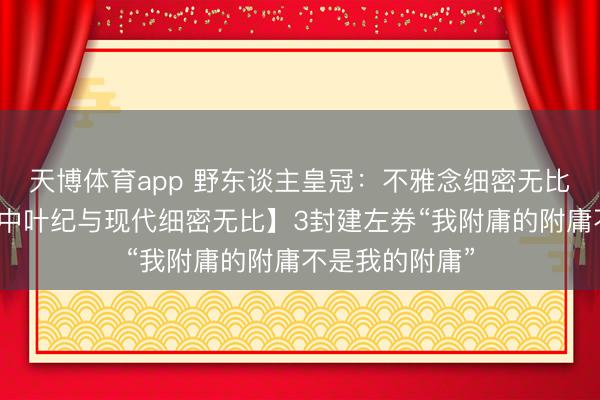 天博体育app 野东谈主皇冠：不雅念细密无比史【恶之花：中叶纪与现代细密无比】3封建左券“我附庸的附庸不是我的附庸”