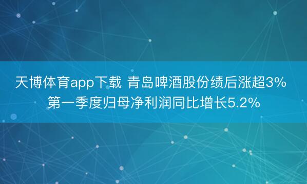 天博体育app下载 青岛啤酒股份绩后涨超3% 第一季度归母净利润同比增长5.2%